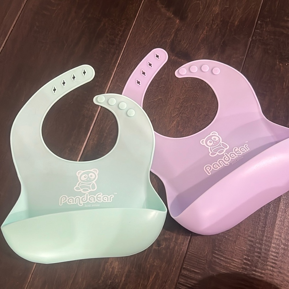 Panda ear silicone feeding bibs